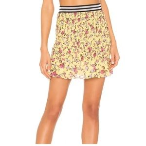 For love and lemons yellow floral ruffle miniskirt XS